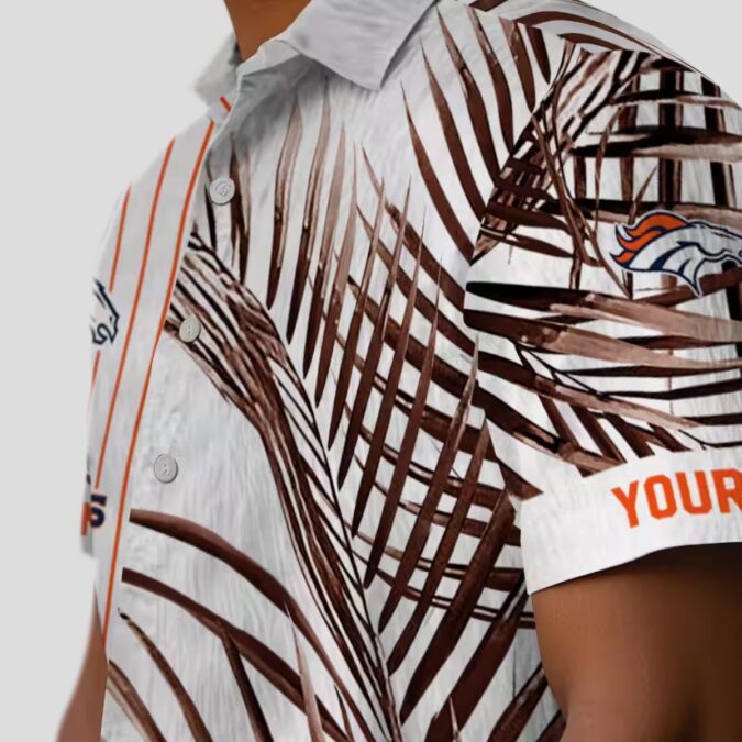 Orange Black Denver Broncos Hawaiian Shirt, Palm Stripes Aloha NFL Vacation Shirt