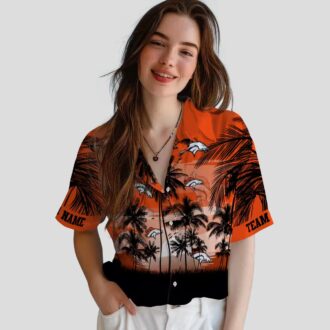 Orange Black Denver Broncos Sunset Hawaiian Shirt, NFL Football Summer Button Up