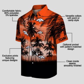 Orange Black Denver Broncos Sunset Hawaiian Shirt, NFL Football Summer Button Up