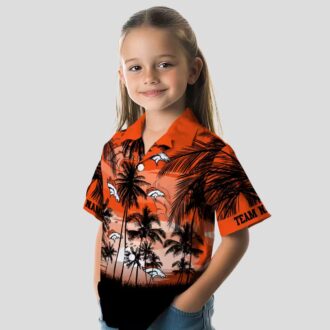 Orange Black Denver Broncos Sunset Hawaiian Shirt, NFL Football Summer Button Up