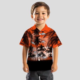Orange Black Denver Broncos Sunset Hawaiian Shirt, NFL Football Summer Button Up