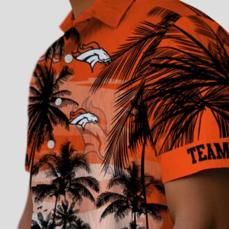 Orange Black Denver Broncos Sunset Hawaiian Shirt, NFL Football Summer Button Up