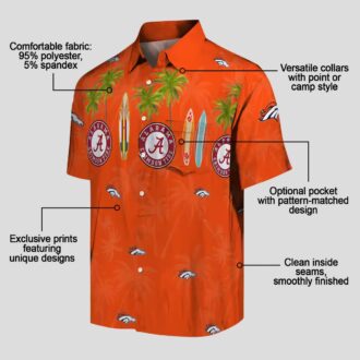 Orange Denver Broncos Beach Shirt, Palm Tree Surfboard Hawaiian NFL Summer Shirt