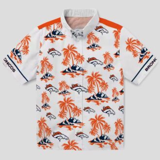 Orange White Denver Broncos Palm Island Shirt, Tropical Aloha Summer Beach Shirt