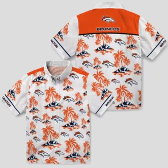 Orange White Denver Broncos Palm Island Shirt, Tropical Aloha Summer Beach Shirt