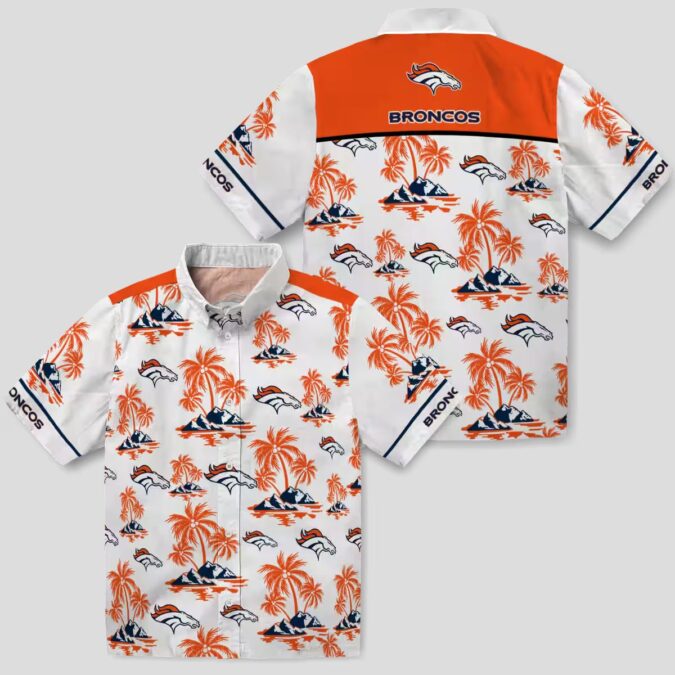 Orange White Denver Broncos Palm Island Shirt, Tropical Aloha Summer Beach Shirt