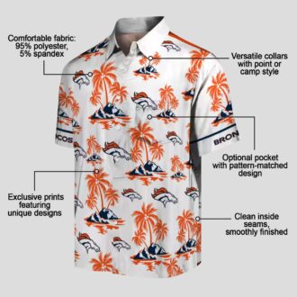 Orange White Denver Broncos Palm Island Shirt, Tropical Aloha Summer Beach Shirt