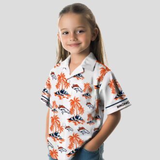Orange White Denver Broncos Palm Island Shirt, Tropical Aloha Summer Beach Shirt