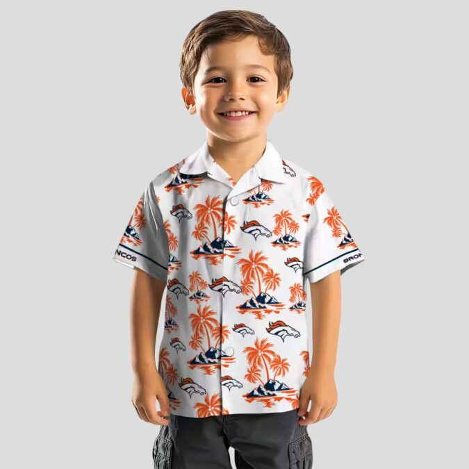 Orange White Denver Broncos Palm Island Shirt, Tropical Aloha Summer Beach Shirt