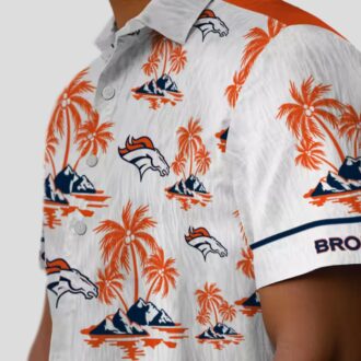 Orange White Denver Broncos Palm Island Shirt, Tropical Aloha Summer Beach Shirt
