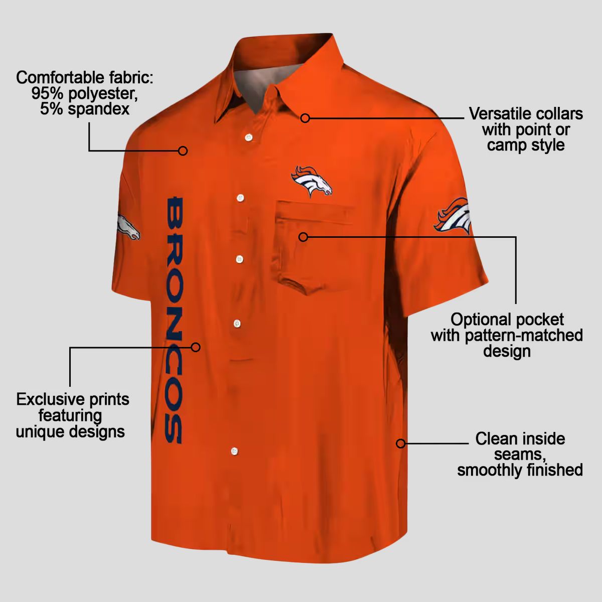Stuart Minion Denver Broncos Hawaiian Shirt, Orange Tropical Football Fan Apparel