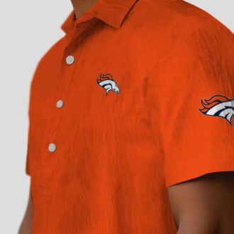 Stuart Minion Denver Broncos Hawaiian Shirt, Orange Tropical Football Fan Apparel