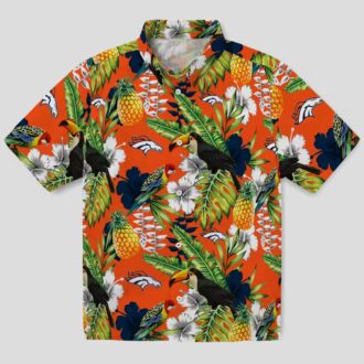 Tropical Toucan Denver Broncos Hawaiian Shirt, Orange Green Aloha Custom Shirt