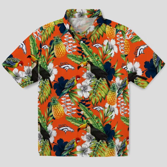Tropical Toucan Denver Broncos Hawaiian Shirt, Orange Green Aloha Custom Shirt
