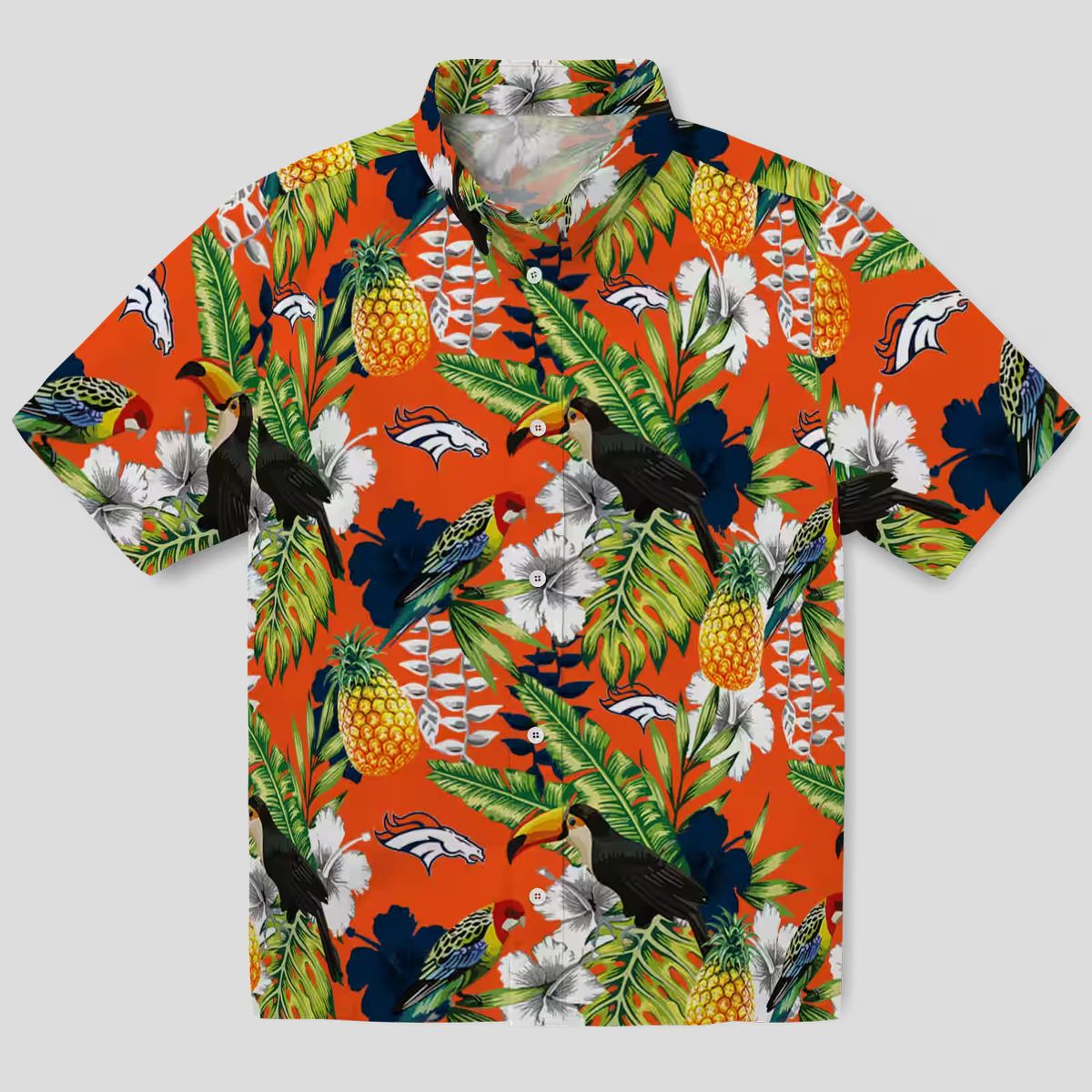 Tropical Toucan Denver Broncos Hawaiian Shirt, Orange Green Aloha Custom Shirt