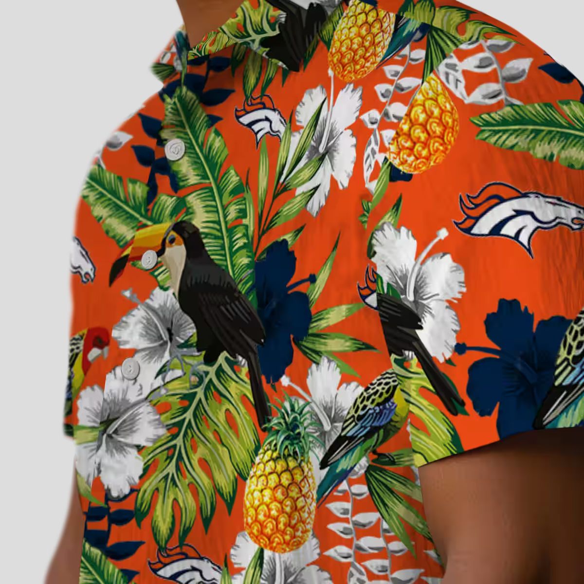 Tropical Toucan Denver Broncos Hawaiian Shirt, Orange Green Aloha Custom Shirt
