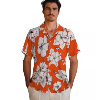 Women’s Denver Broncos Hibiscus Hawaiian Shirt - Orange & White Blooms Floral Aloha