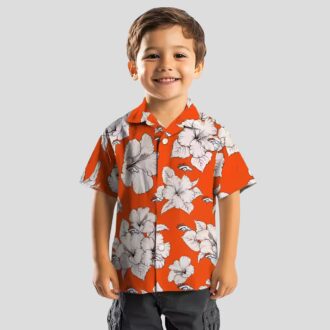 Women’s Denver Broncos Hibiscus Hawaiian Shirt - Orange & White Blooms Floral Aloha