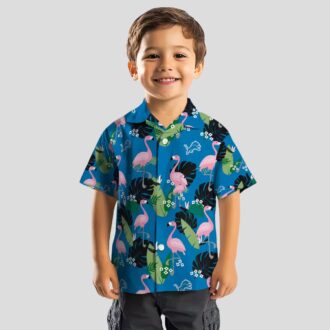 Best Detroit Lions Blue Hawaiian Shirt, Flamingo Palm Leaf Vacation Party Outfit