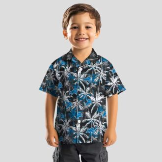 Blue Black Detroit Lions Palm Pattern Hawaiian Shirt, Game Day Outfit