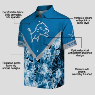 Blue Detroit Lions Chevron Hawaiian Shirt, Custom Floral Summer Outfit for Fans