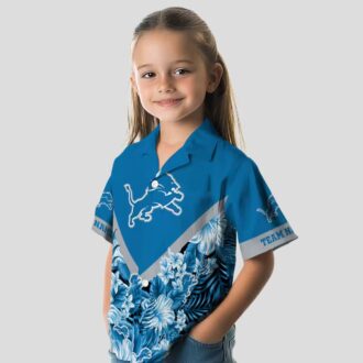 Blue Detroit Lions Chevron Hawaiian Shirt, Custom Floral Summer Outfit for Fans