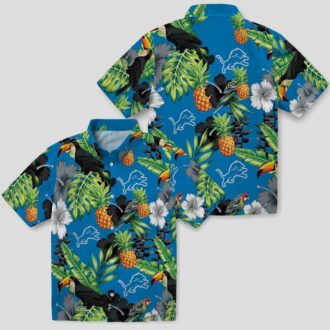 Blue Green Detroit Lions Hibiscus Hawaiian Shirt – Toucan & Pineapple Design