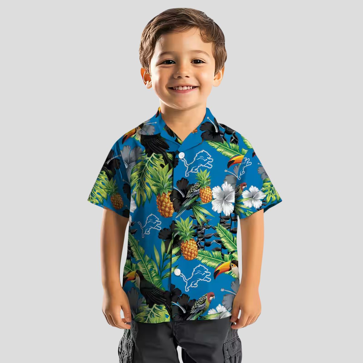 Blue Green Detroit Lions Hibiscus Hawaiian Shirt – Toucan & Pineapple Design