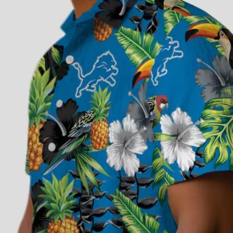 Blue Green Detroit Lions Hibiscus Hawaiian Shirt – Toucan & Pineapple Design