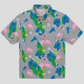 Blue Green NFL Detroit Lions Flamingo Hawaiian Shirt, Summer Aloha Beach Outfit