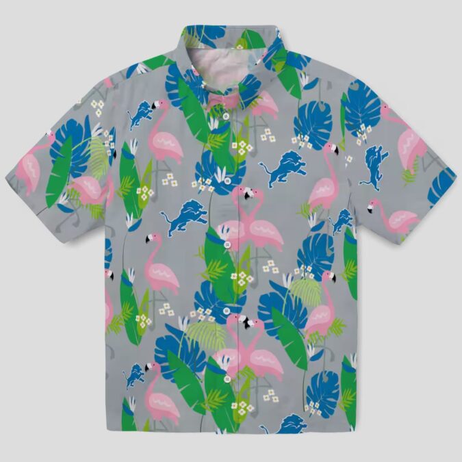 Blue Green NFL Detroit Lions Flamingo Hawaiian Shirt, Summer Aloha Beach Outfit