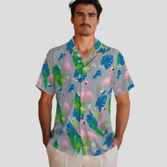 Blue Green NFL Detroit Lions Flamingo Hawaiian Shirt, Summer Aloha Beach Outfit