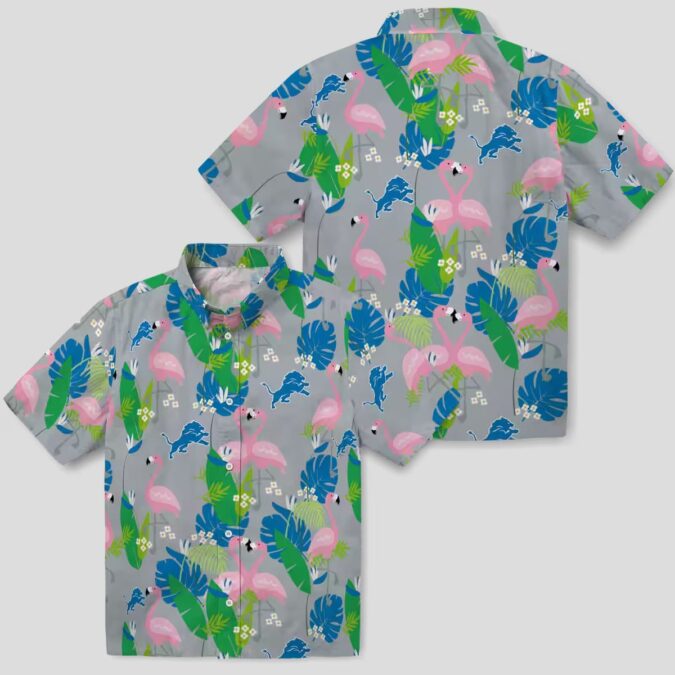 Blue Green NFL Detroit Lions Flamingo Hawaiian Shirt, Summer Aloha Beach Outfit