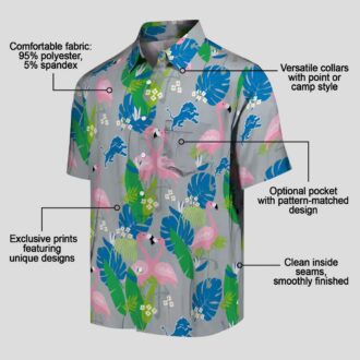 Blue Green NFL Detroit Lions Flamingo Hawaiian Shirt, Summer Aloha Beach Outfit