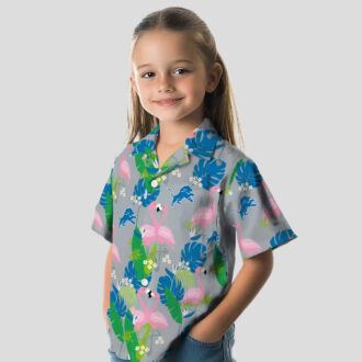 Blue Green NFL Detroit Lions Flamingo Hawaiian Shirt, Summer Aloha Beach Outfit