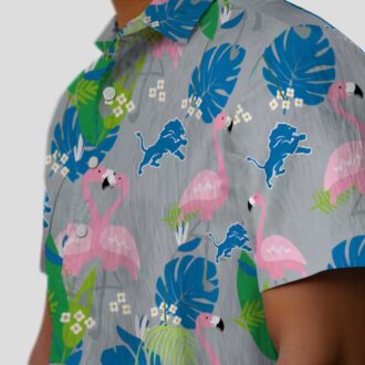 Blue Green NFL Detroit Lions Flamingo Hawaiian Shirt, Summer Aloha Beach Outfit