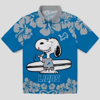 Blue White Detroit Lions Snoopy Hawaiian Shirt – Summer Beach Surf Aloha Style