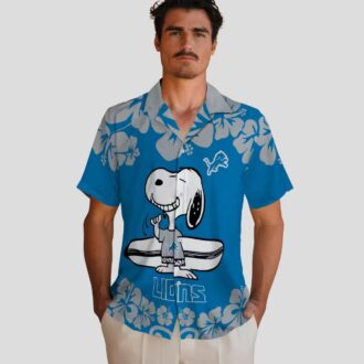 Blue White Detroit Lions Snoopy Hawaiian Shirt – Summer Beach Surf Aloha Style