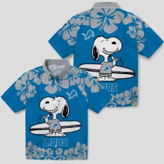 Blue White Detroit Lions Snoopy Hawaiian Shirt – Summer Beach Surf Aloha Style