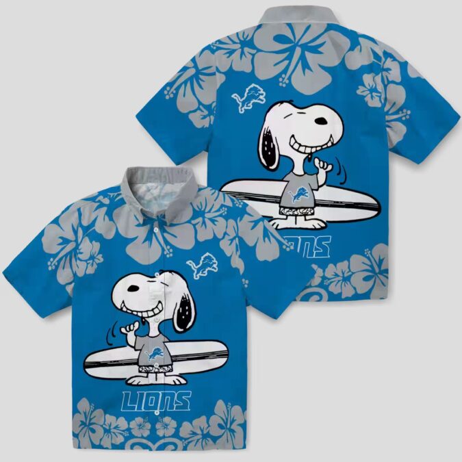 Blue White Detroit Lions Snoopy Hawaiian Shirt – Summer Beach Surf Aloha Style