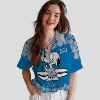 Blue White Detroit Lions Snoopy Hawaiian Shirt – Summer Beach Surf Aloha Style