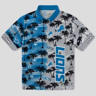Custom Detroit Lions Blue Hawaiian Shirt, Palm Silhouettes Summer Outfit