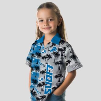 Custom Detroit Lions Blue Hawaiian Shirt, Palm Silhouettes Summer Outfit