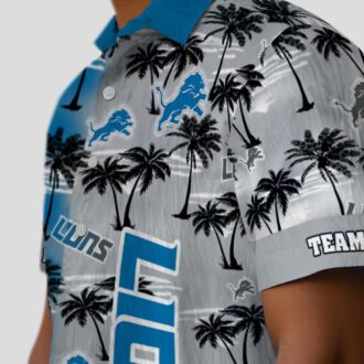 Custom Detroit Lions Blue Hawaiian Shirt, Palm Silhouettes Summer Outfit