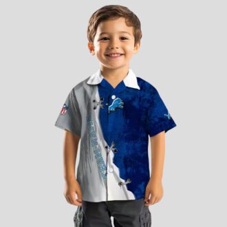 Custom Detroit Lions Hawaiian Shirt, Edgy Streaks Blue & White Aloha Shirt