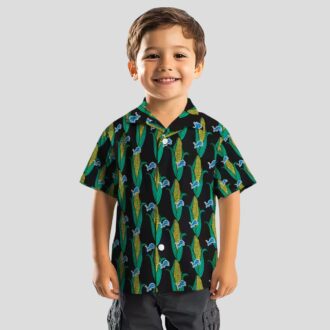 Detroit Lions Aloha Hawaiian Shirt, Black Green Corn Print Vacation Shirt