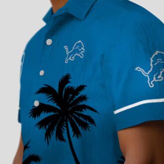 Detroit Lions Beach Sunset Hawaiian Shirt, Blue & Black Tropical Vacation Fan Apparel