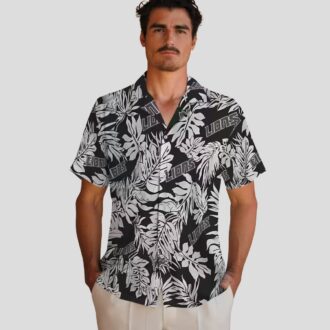 Detroit Lions Black Hawaiian Shirt – Polynesian Monstera Leaf Aloha Button Up