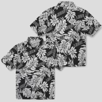 Detroit Lions Black Hawaiian Shirt – Polynesian Monstera Leaf Aloha Button Up
