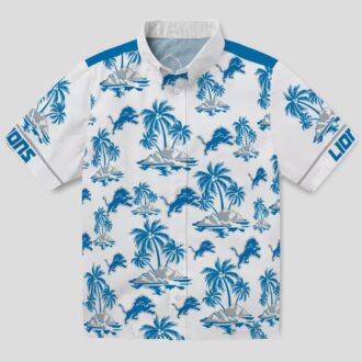Detroit Lions Blue & White Hawaiian Shirt – Tropical Palm Island Design